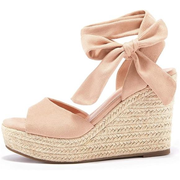 Women Espadrilles Wedges Sandals Heels Open Toe Tie Lace Up Platform Ankle Strap - Picture 6 of 6